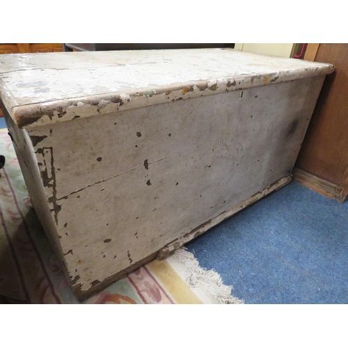 849 - A LARGE VINTAGE PAINTED PINE TRUNK 62 X 123 CM