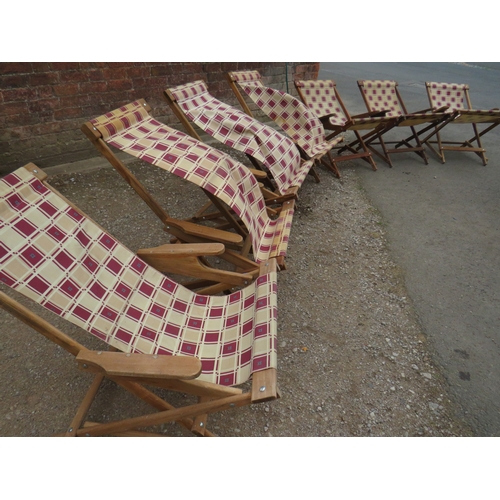 600A - SEVEN HARDWOOD GARDEN FOLDING DECK CHAIRS