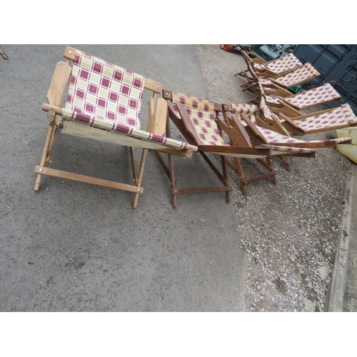 600A - SEVEN HARDWOOD GARDEN FOLDING DECK CHAIRS