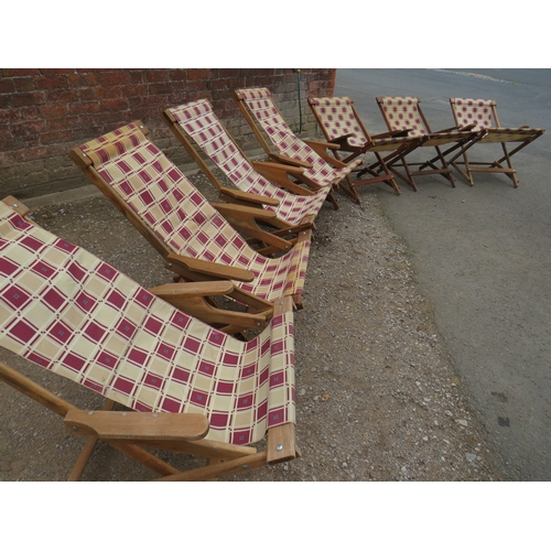 600A - SEVEN HARDWOOD GARDEN FOLDING DECK CHAIRS