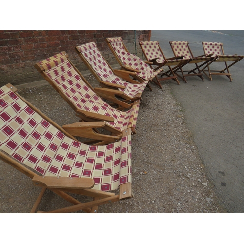 600A - SEVEN HARDWOOD GARDEN FOLDING DECK CHAIRS