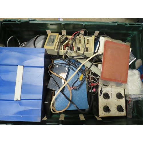 665 - FIVE TRAYS OF ELECTRICAL EQUIPMENT AND CONSUMABLES - TRAYS NOT INCLUDED