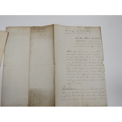 469 - TWO HAND WRITTEN WILLS DATED 1745 AND 1717 SIR WILLIAM. MIDDLETON