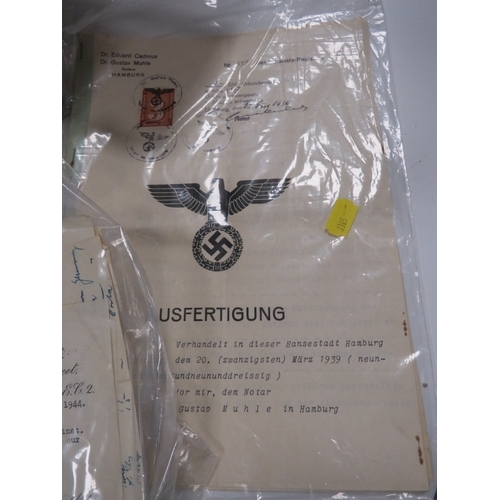 478 - A BOX CONTAINING STAMPS, PAPERWORK AND DOCUMENTS TO INCLUDE GERMAN MILITARY EXAMPLES