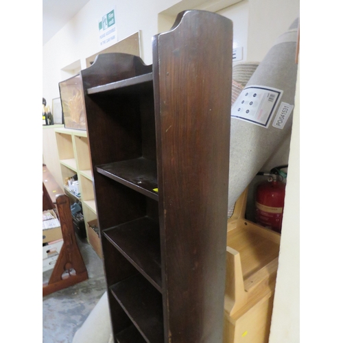 846 - A TALL OAK OPEN BOOKCASE