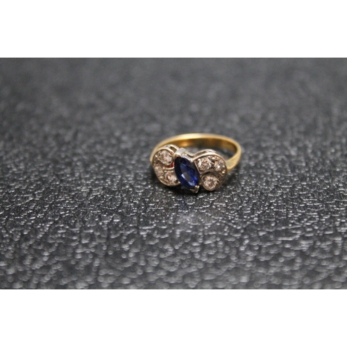 83 - A HALLMARKED 18 CARAT GOLD SAPPHIRE AND DIAMOND RING, approx weight 4.1g, ring size M