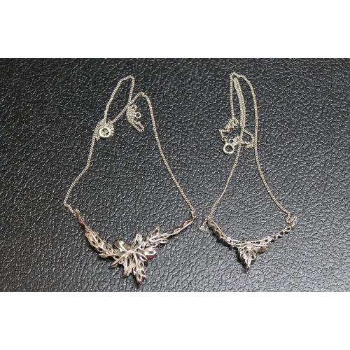 102 - TWO 925 SILVER NECKLACES SET WITH SEMI PRECIOUS STONES, approx combined weight 15g, L 40 cm and 44 c... 