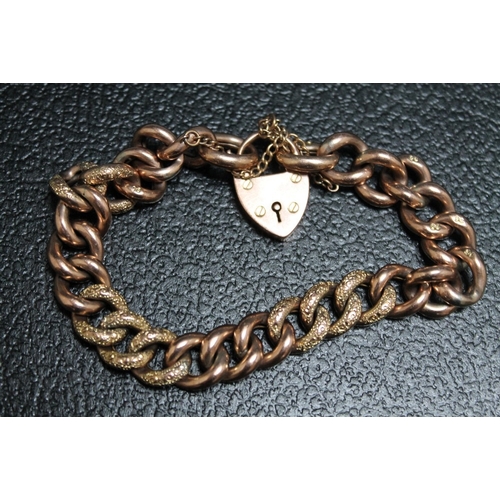 144 - A HALLMARKED 9 CARAT GOLD BRACELET, with textured link design, approx weight 21.5g