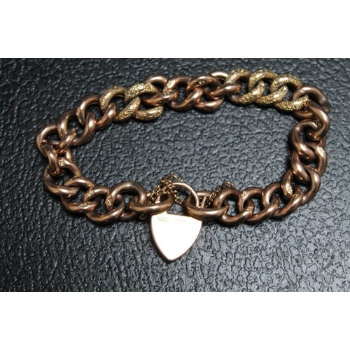 144 - A HALLMARKED 9 CARAT GOLD BRACELET, with textured link design, approx weight 21.5g