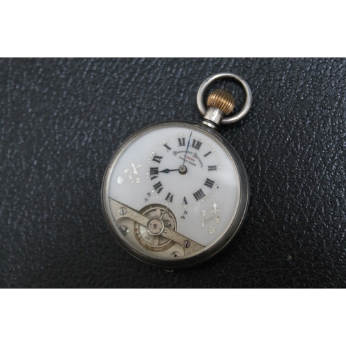 156 - A HEBDOMAS 8 DAY POCKET WATCH, Dia 4.5 cm