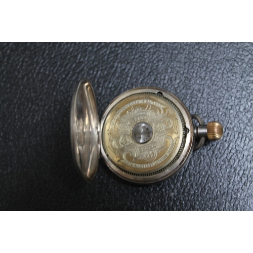 156 - A HEBDOMAS 8 DAY POCKET WATCH, Dia 4.5 cm