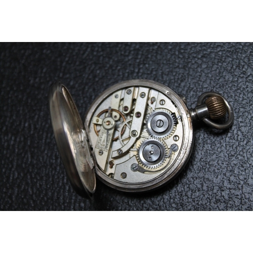 169 - A CONTINENTAL SILVER HALF HUNTER POCKET WATCH, Dia 4.5 cm