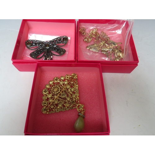 2 - A COLLECTION OF THREE BUTLER AND WILSON BROOCHES, comprising a large floral / butterfly brooch - H 1... 