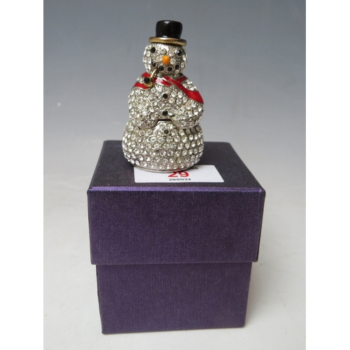 29 - A BUTLER AND WILSON CHRISTMAS SNOWMAN TRINKET BOX, H 6.5 cm