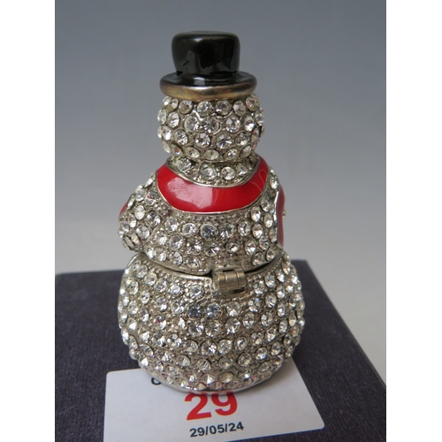 29 - A BUTLER AND WILSON CHRISTMAS SNOWMAN TRINKET BOX, H 6.5 cm