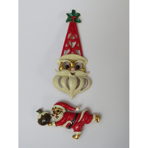 31 - A COLLECTION OF BUTLER AND WILSON CHRISTMAS THEMED BROOCHES, comprising a large Santa brooch and fiv... 