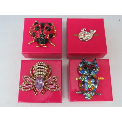 36 - FOUR BUTLER AND WILSON ANIMAL BROOCHES, including a ladybird L 5.5 cm, bumble bee W 6.5 cm and whale... 