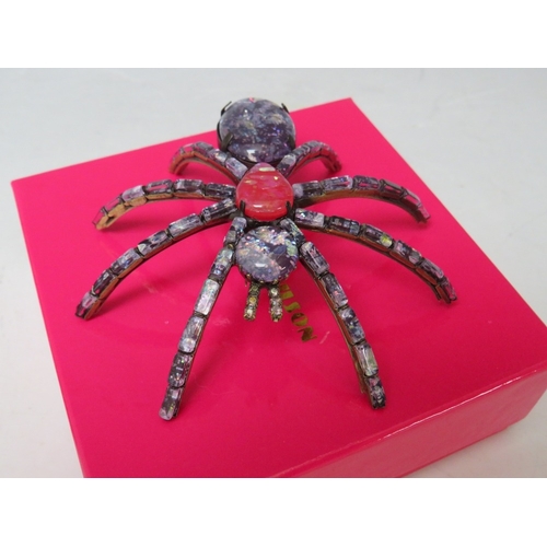 45 - TWO BUTLER AND WILSON ANIMAL THEMED BROOCHES, comprising a large spider brooch Dia. 9 cm and a multi... 