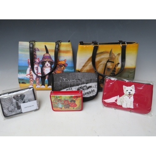 51 - A COLLECTION OF ASSORTED BUTLER AND WILSON HANDBAGS AND PURSES, to include B&W world items with imag... 