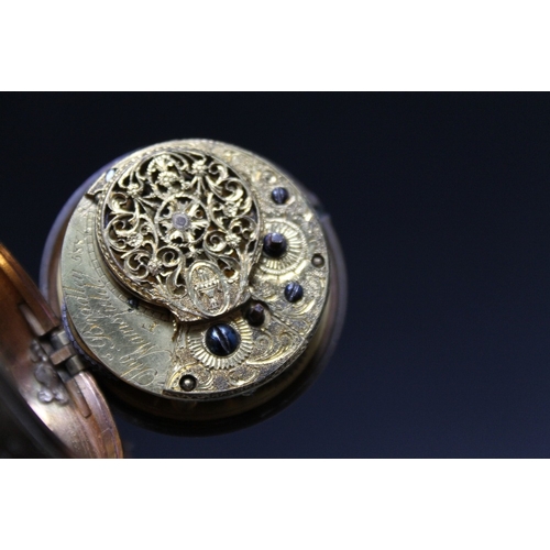 171 - A GOLD PLATED FULL HUNTER POCKET WATCH, Dia 5 cm