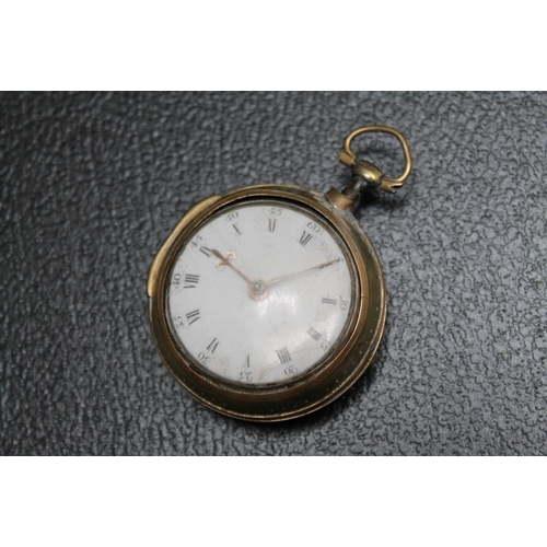 172 - A TORTOISESHELL BACKED PAIR CASED POCKET WATCH BY THOMAS BRADLEY OF MANSFIELD, numbered 588, Dia 5 c... 