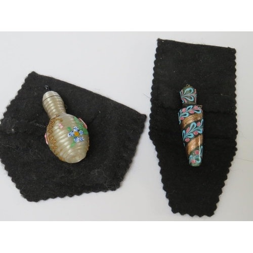 127 - TWO 19TH CENTURY VENETIAN GLASS SCENT BOTTLES, 5.5 x 6 cm