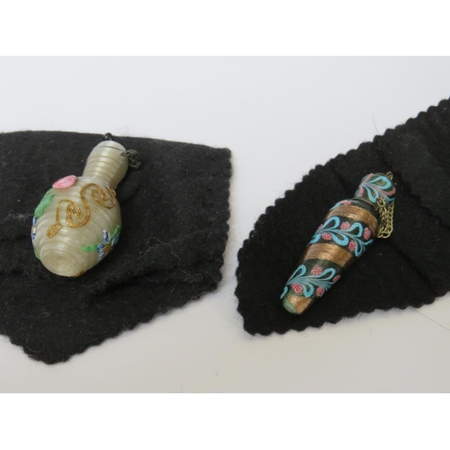 127 - TWO 19TH CENTURY VENETIAN GLASS SCENT BOTTLES, 5.5 x 6 cm