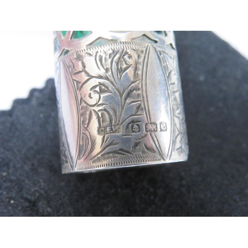 129 - A HALLMARKED SILVER CASED SCENT BOTTLE, H 8 cm