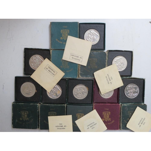 148 - EIGHT 1951 FESTIVAL OF BRITAIN CROWNS IN ORIGINAL BOXES