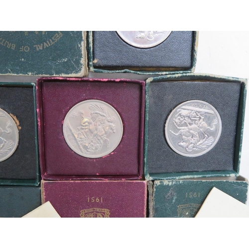 148 - EIGHT 1951 FESTIVAL OF BRITAIN CROWNS IN ORIGINAL BOXES