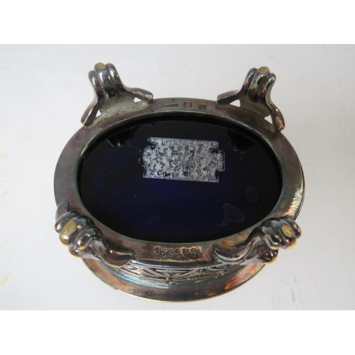 157 - A SMALL PAIR OF HALLMARKED SILVER BOTTLE COASTERS - BIRMINGHAM 1973, Dia. 9.5 cm, along with a plate... 