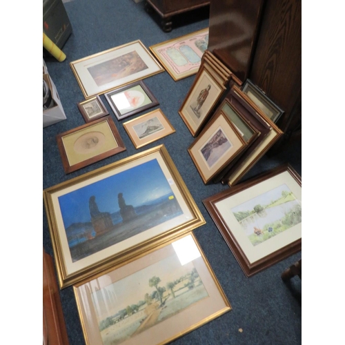 347 - A QUANTITY OF PICTURES AND PRINTS TO INCLUDE FRAMED AND GLAZED EXAMPLES