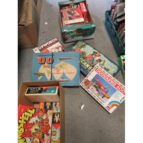 364 - TWO TRAYS OF VINTAGE BOARD GAMES ETC (UNCHECKED)