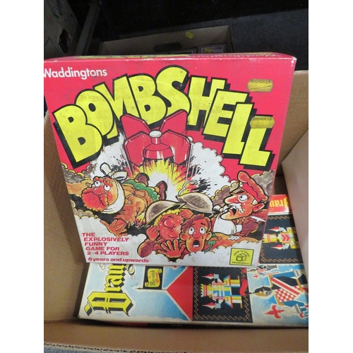 364 - TWO TRAYS OF VINTAGE BOARD GAMES ETC (UNCHECKED)