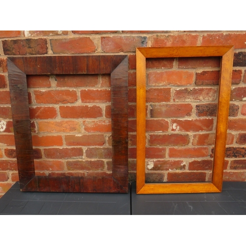 22 - A 19TH CENTURY ROSEWOOD FRAME, frame W 9 cm, rebate 46 x 61 cm, together with a 19th century maple f... 