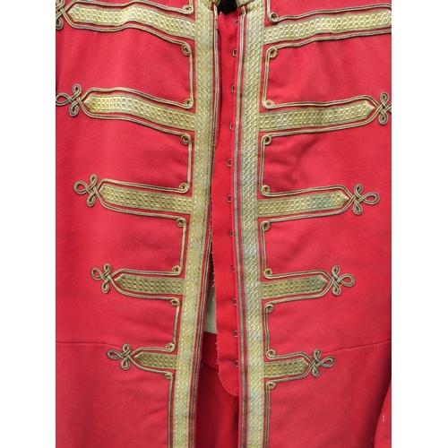 224 - A ROYAL ENGINEERS INTERWAR OFFICERS RED DRESS TUNIC, hook and eye front fastening, the breast and cu... 