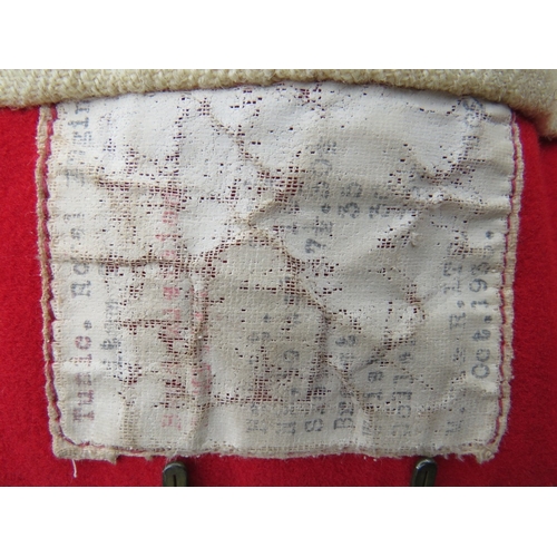 224 - A ROYAL ENGINEERS INTERWAR OFFICERS RED DRESS TUNIC, hook and eye front fastening, the breast and cu... 