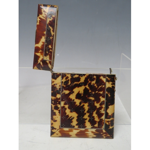 121 - A 19TH CENTURY TORTOISESHELL VISITING CARD CASE, 10 x 8 cm