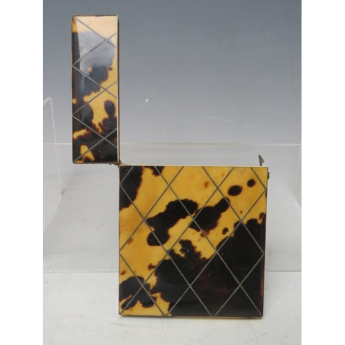 122 - A 19TH CENTURY TORTOISESHELL VISITING CARD CASE, 10 x 8 cm