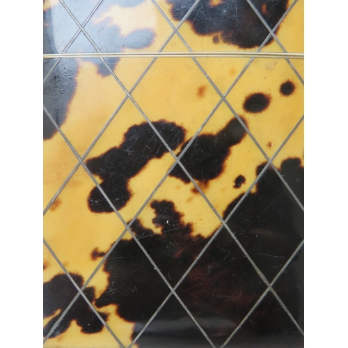 122 - A 19TH CENTURY TORTOISESHELL VISITING CARD CASE, 10 x 8 cm