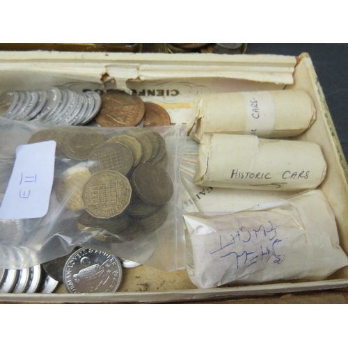 155 - A COLLECTION OF COINS AND TOKENS