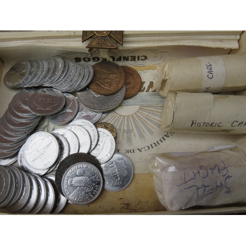 155 - A COLLECTION OF COINS AND TOKENS