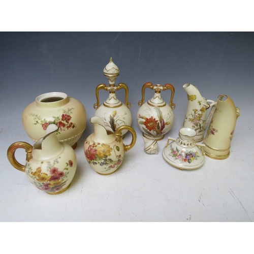 194 - A COLLECTION OF ASSORTED ROYAL WORCESTER BLUSH IVORY CERAMICS, to include a pair of globular twin ha... 