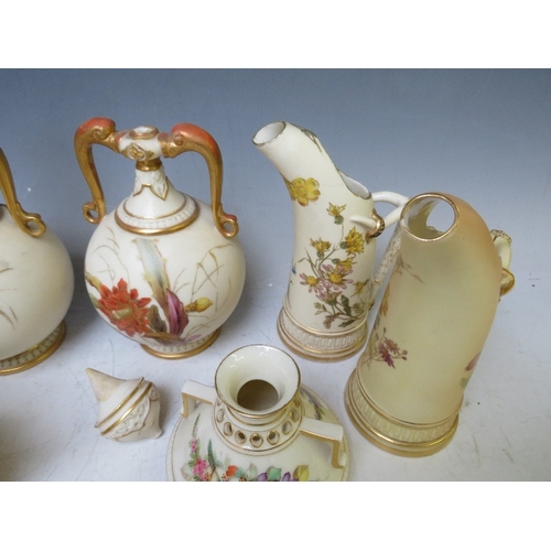 194 - A COLLECTION OF ASSORTED ROYAL WORCESTER BLUSH IVORY CERAMICS, to include a pair of globular twin ha... 