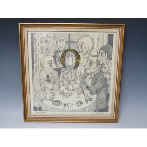 20 - S.B JOHNSON. Modernist study of figures round a card table 'The Sacking of The Temple', signed and d... 