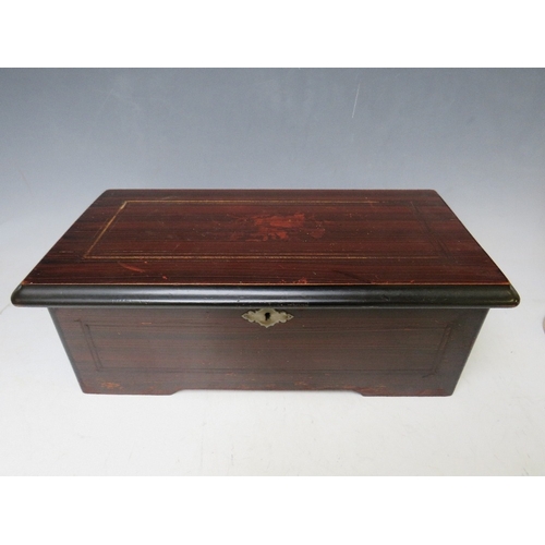 200 - A 19TH CENTURY SWISS ROSEWOOD CASED MUSICAL BOX, cylinder L 9 cm