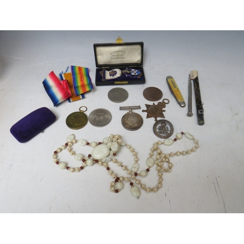 209 - A WW1 1914 / 1915 STAR TRIO NAMED TO L/SGT F.J. RAVENSCOFT CHES. R  (CHESHIRE), with a silver wound ... 
