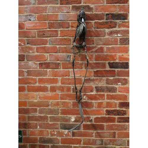 222 - A VICTORIAN ROYAL PARADE HORSE BRIDLE, decorated with silvered mounts and furniture, including the r... 