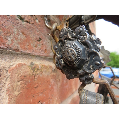 222 - A VICTORIAN ROYAL PARADE HORSE BRIDLE, decorated with silvered mounts and furniture, including the r... 