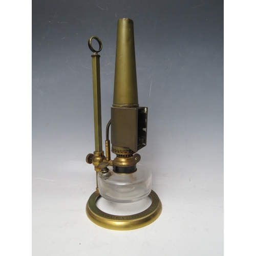 226 - A VICTORIAN MICROSCOPE OIL LAMP BY W.WATSON & SONS Ltd. HOLBORN LONDON, H 26 cm